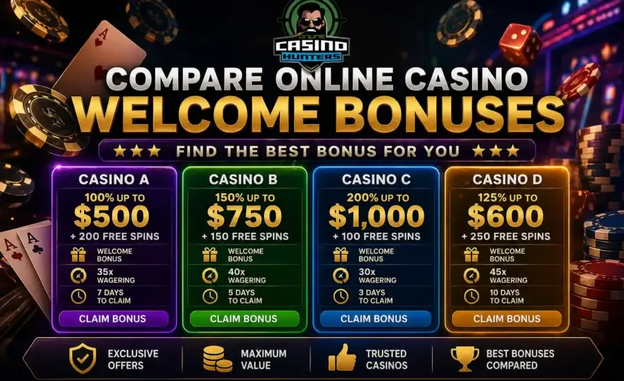 Compare Online Casino Welcome Bonuses
